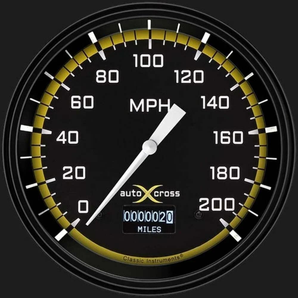 AutoCross Yellow 4 5_8_ Speedometer with Information Screen AX56DYBLF